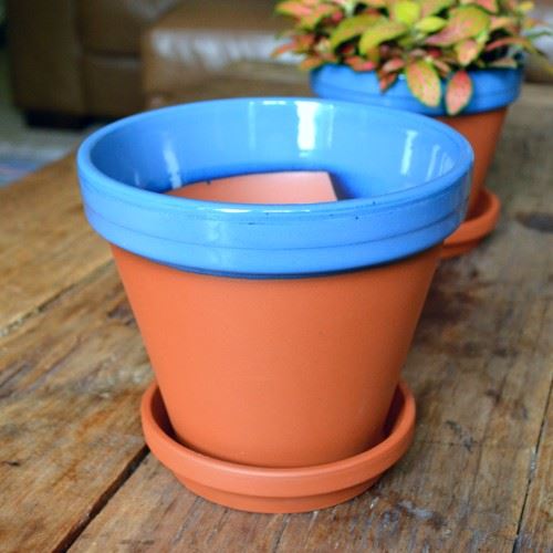 Glazed Coloured Flower Pots Handmade UK Terracotta Production