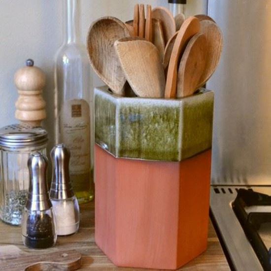 Picture of Glazed Hexagonal Utensil Holder