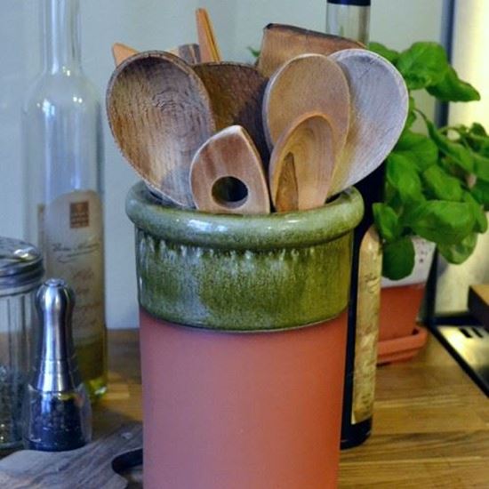 Glazed Round Utensil Holder Handmade UK