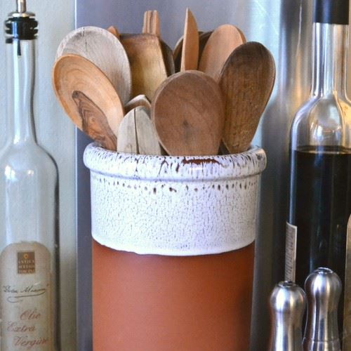 Glazed Round Utensil Holder Handmade UK Terracotta Production