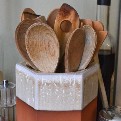 Glazed Hexagonal Utensil Holder Handmade UK