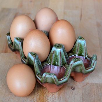 Picture of Ceramic Egg Rack | 6 Eggs - Apple Green Glaze