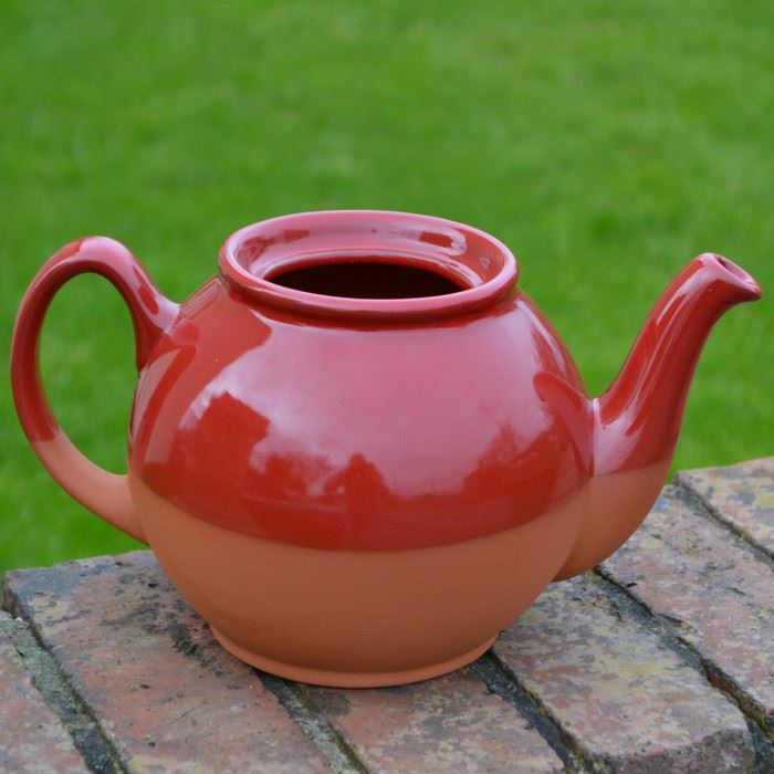 teapot planter with red glaze Handmade UK
