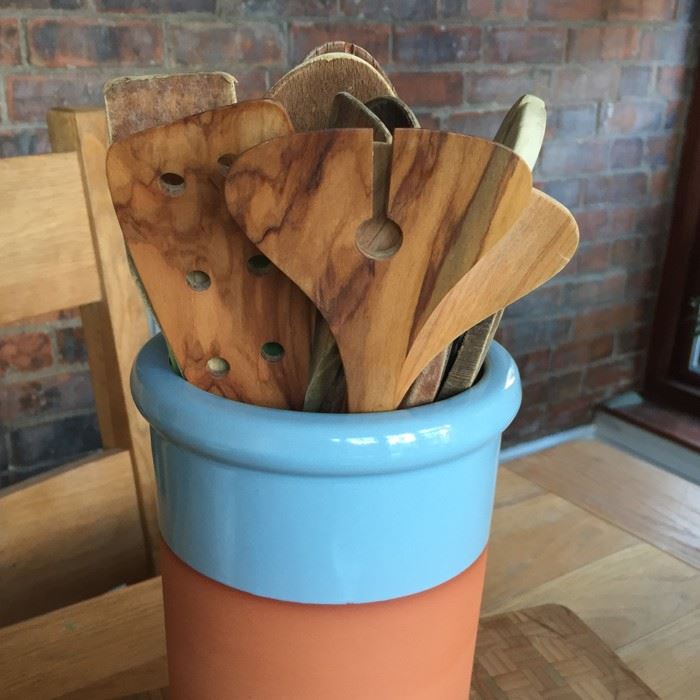 Glazed Round Utensil Holder Handmade UK Terracotta Production