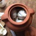 Picture of Garlic Pot Large - Terracotta with Translucent White Glaze